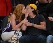 Bella Thorne - at Laker Game with her boyfriend, Los Angeles 4/03/2015